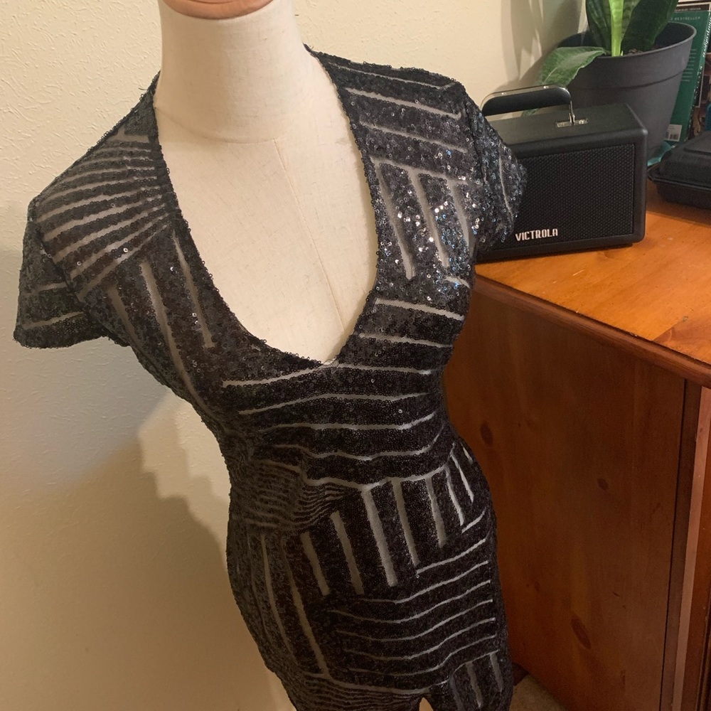 Black sequin a line